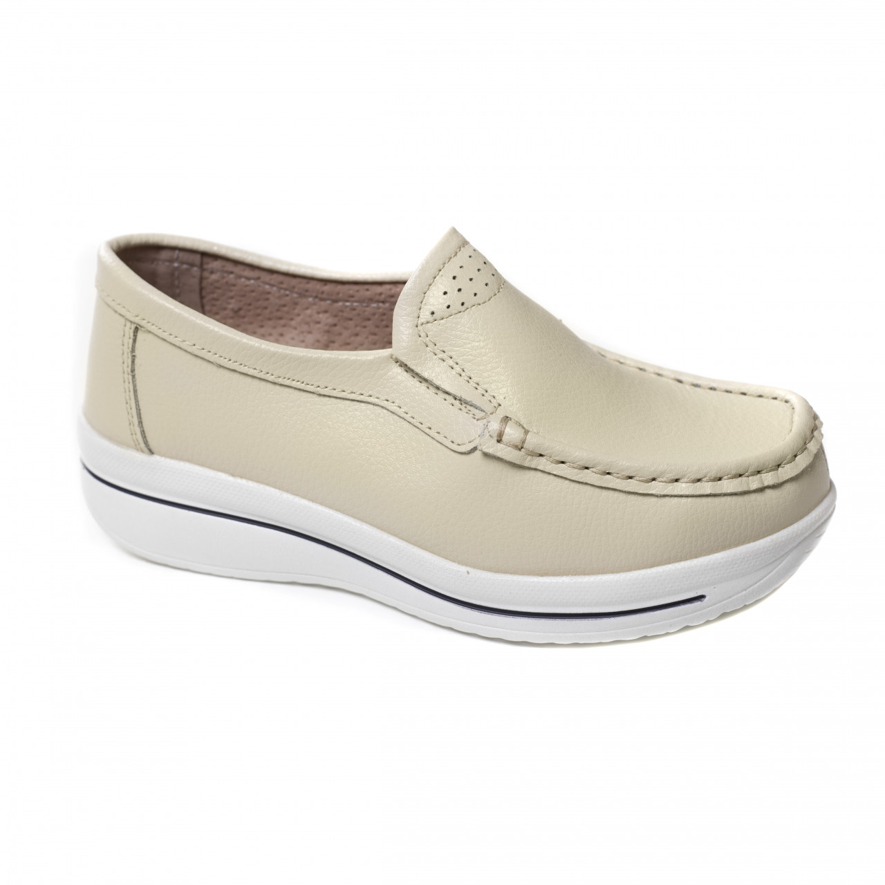 Pantofi dama casual bej din piele naturala savannah - poza 5
