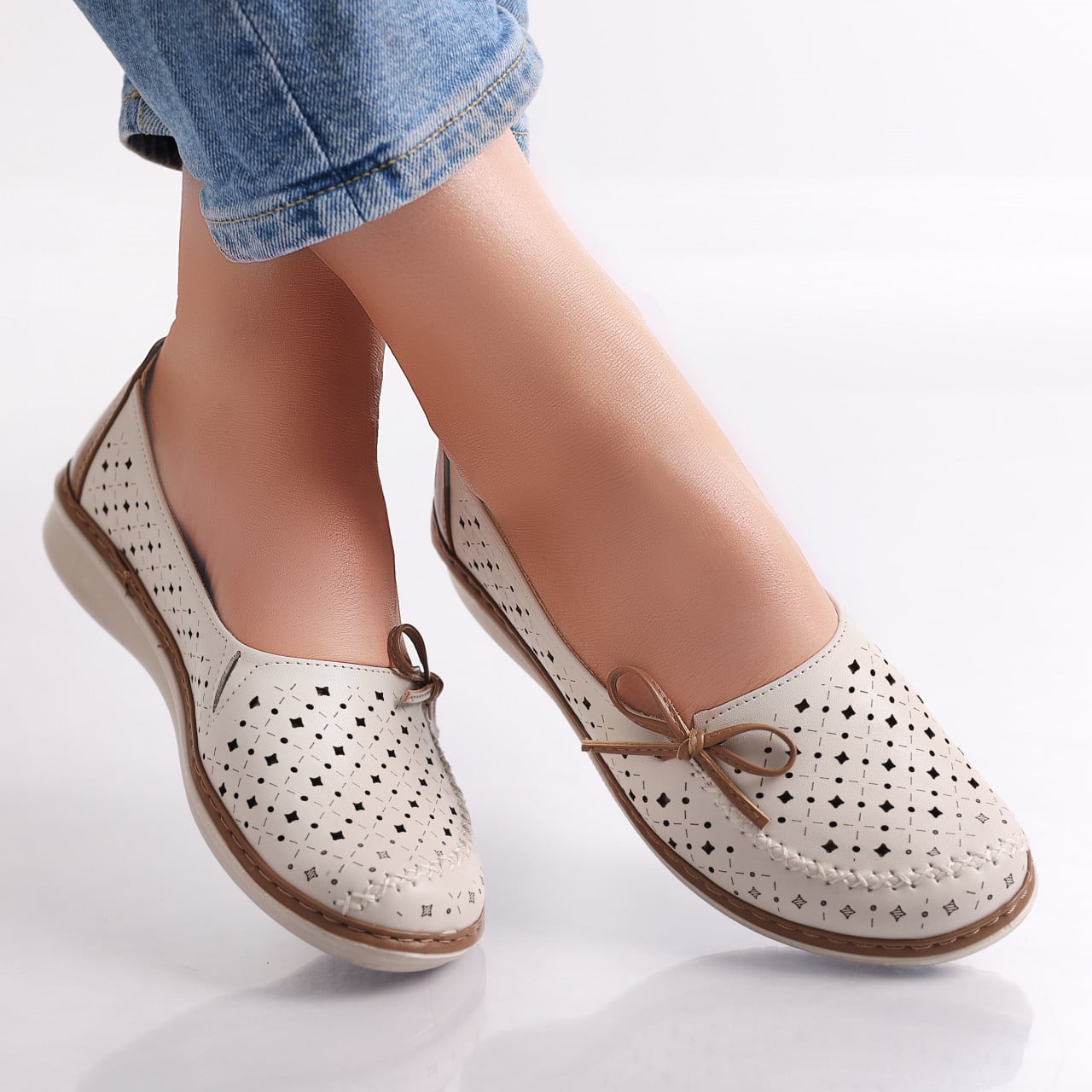 Pantofi dama casual Bej/Kaki din Piele Ecologica Norte - poza 1