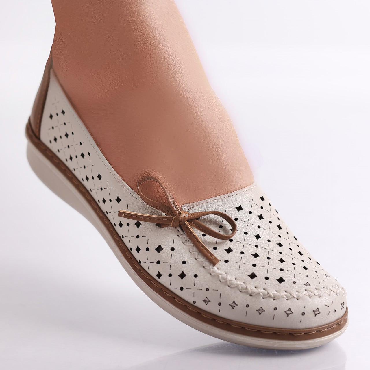 Pantofi dama casual Bej/Kaki din Piele Ecologica Norte - poza 2