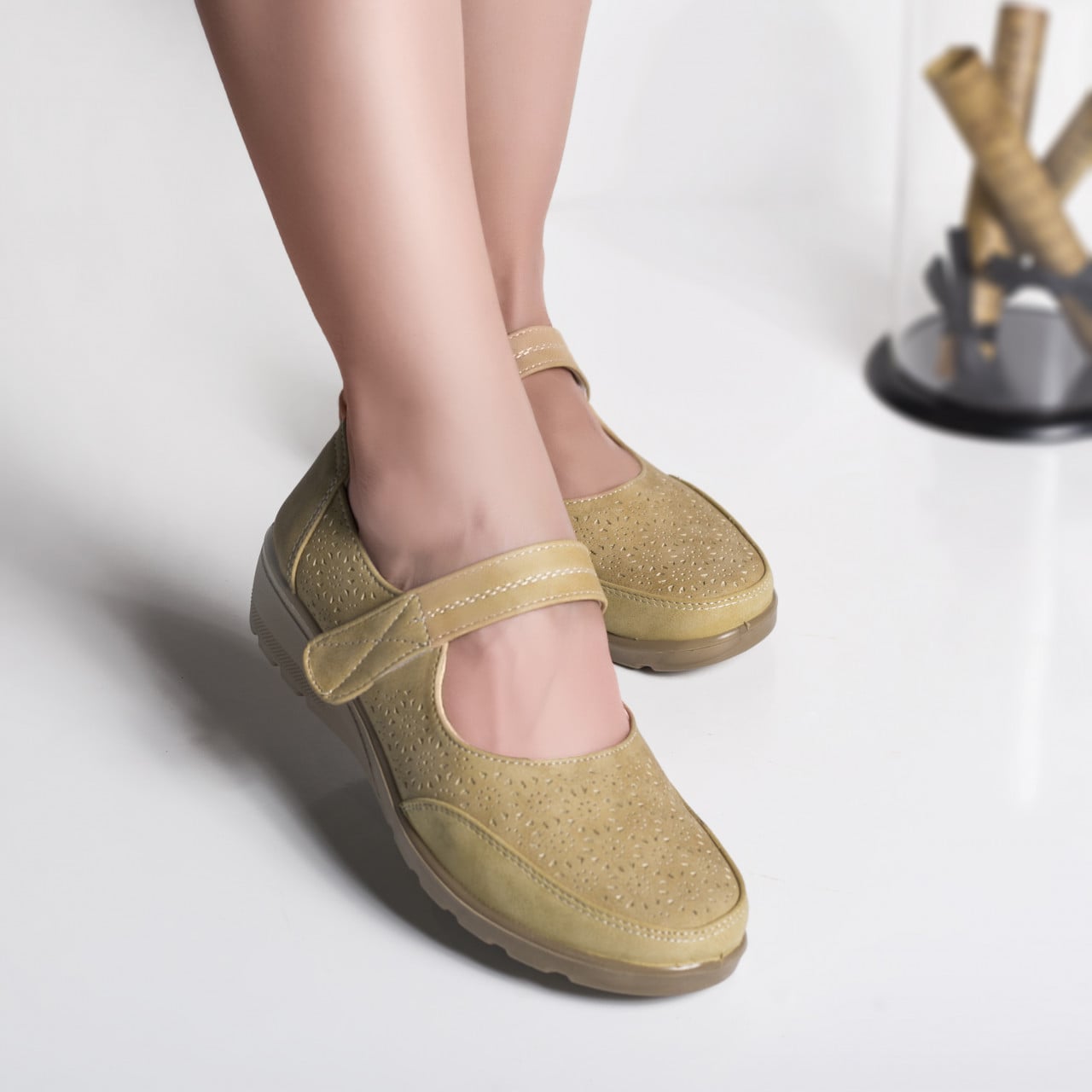 Pantofi dama casual bej piele ecologica olpi - poza 2