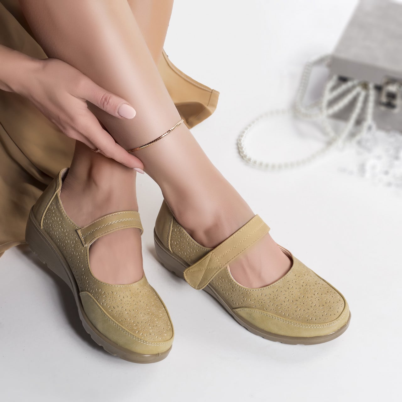 Pantofi dama casual bej piele ecologica olpi - poza 3