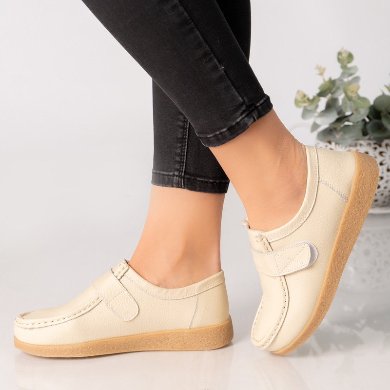 Pantofi dama casual bej piele naturala chloly - poza 3