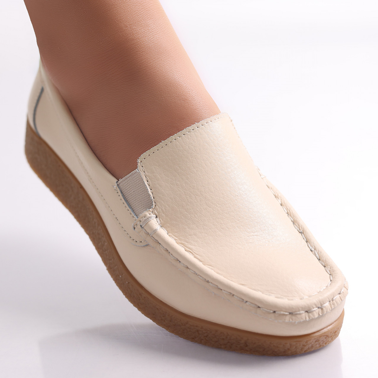 Pantofi dama casual Bej piele naturala Danina - poza 2