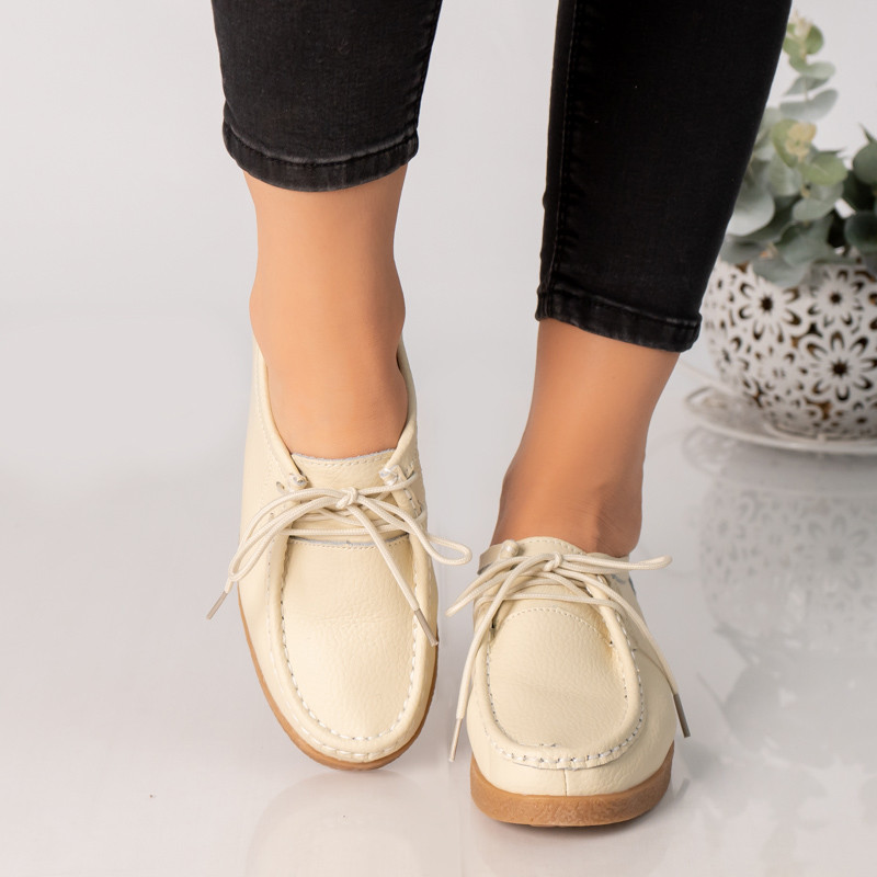 Pantofi dama casual bej piele naturala lucy - poza 2