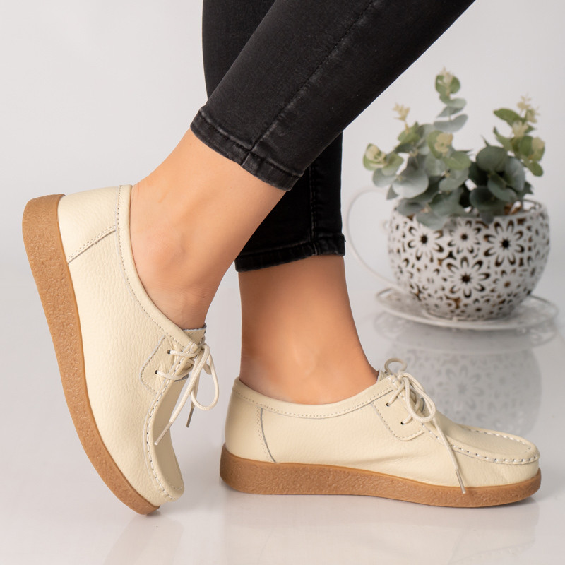 Pantofi dama casual bej piele naturala lucy - poza 3