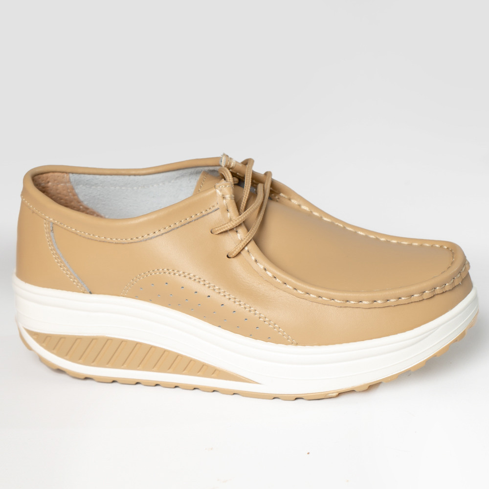 Pantofi dama casual bej piele naturala oscara - poza 4