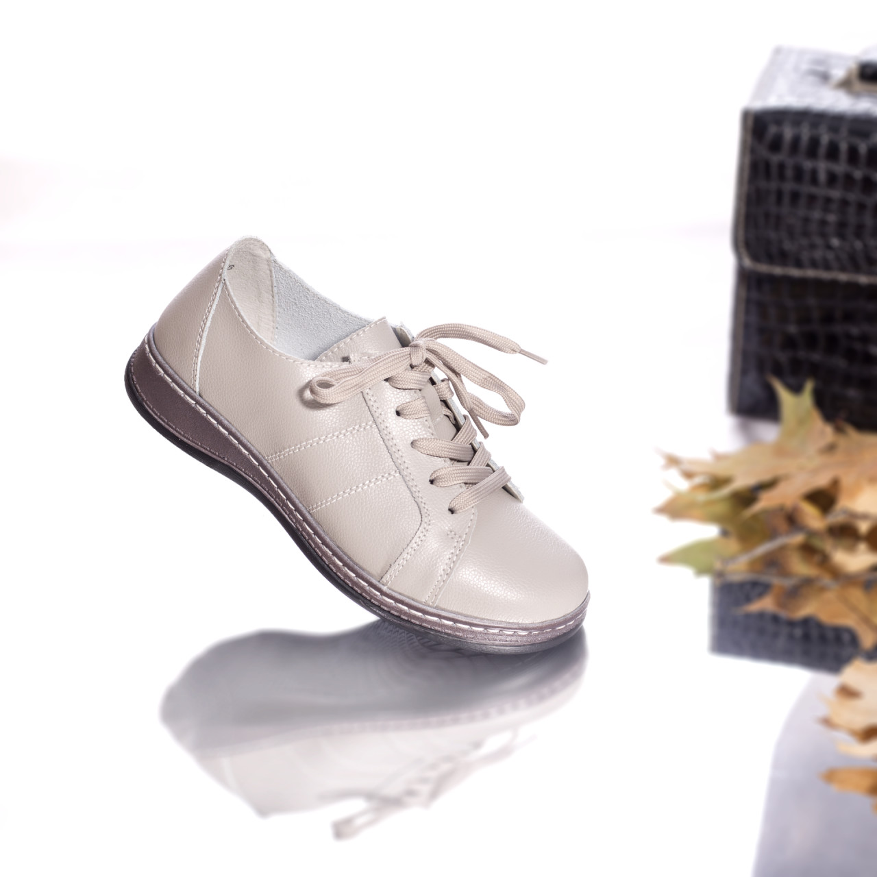 Pantofi dama casual bety gri piele naturala - poza 4