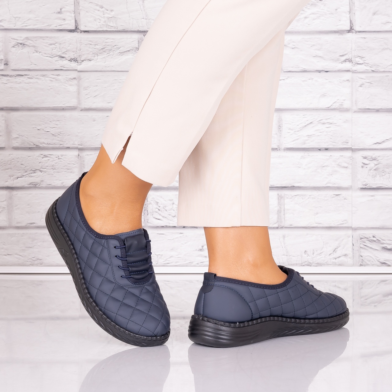 Pantofi dama casual Bleumarin din Piele Ecologica Arasel