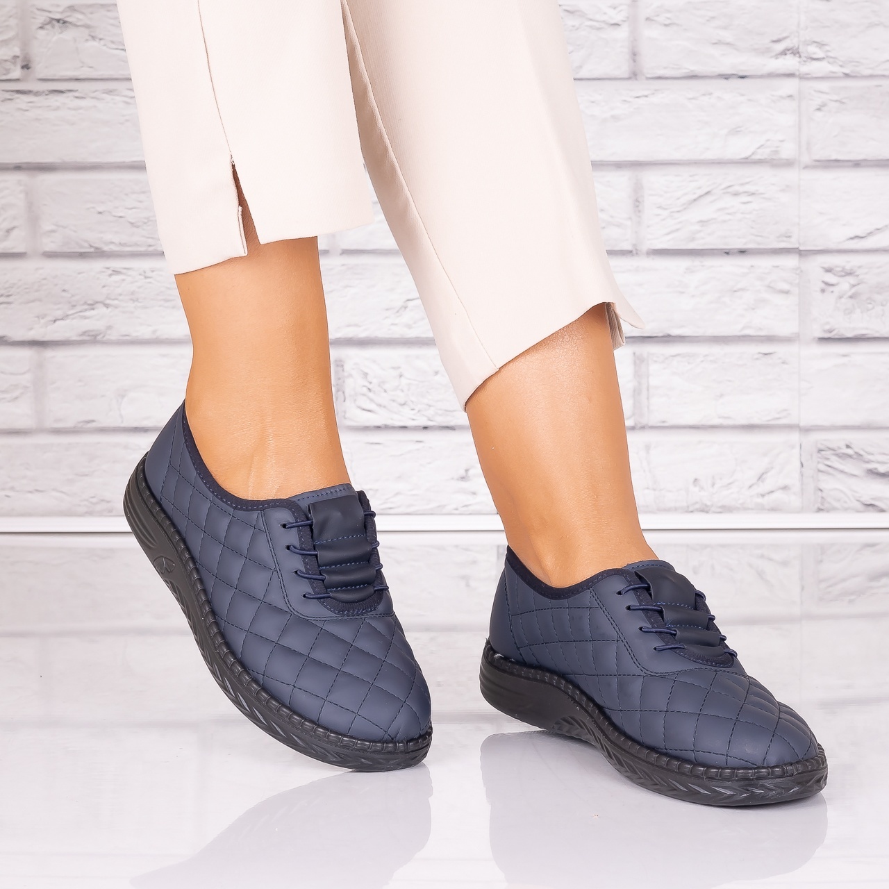 Pantofi dama casual Bleumarin din Piele Ecologica Arasel - poza 2