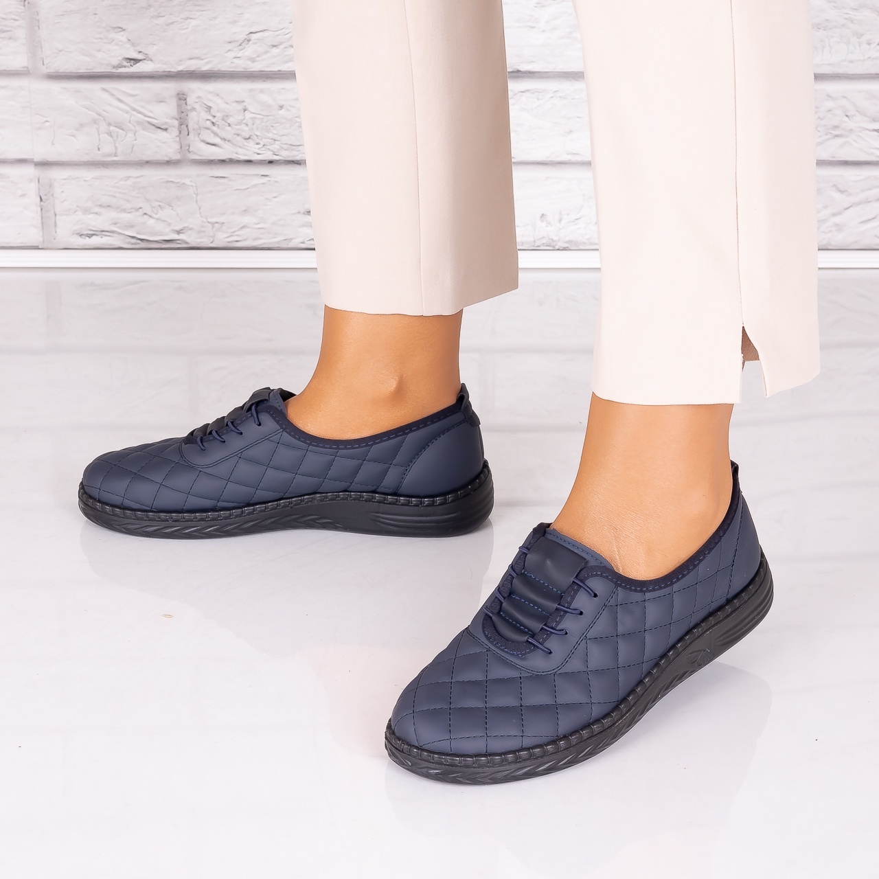 Pantofi dama casual Bleumarin din Piele Ecologica Arasel - poza 4