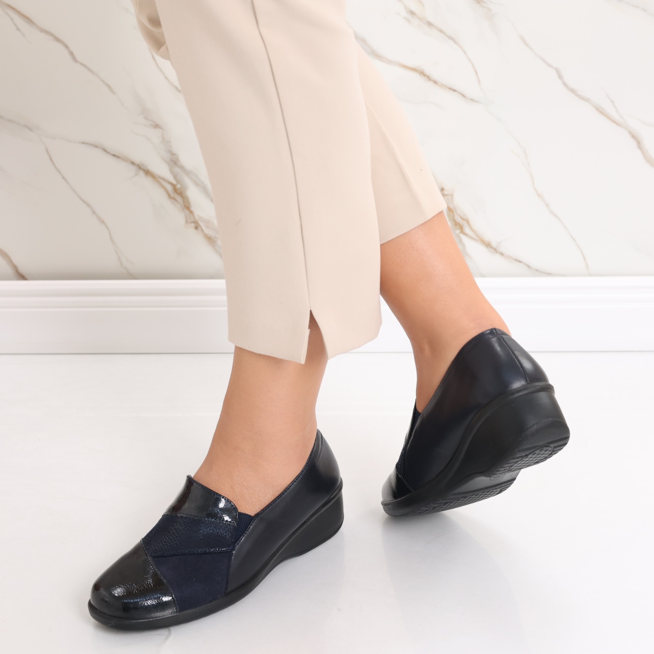 Pantofi dama casual bleumarin din piele ecologica Jess - poza 4