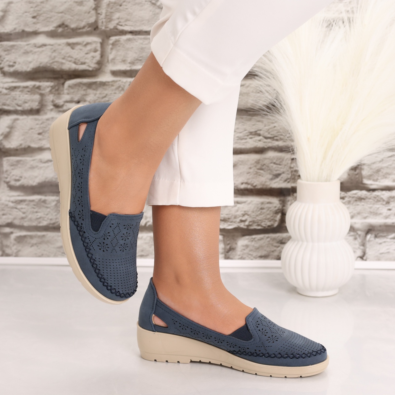 Pantofi dama casual Bleumarin din Piele Ecologica Lasina - poza 5