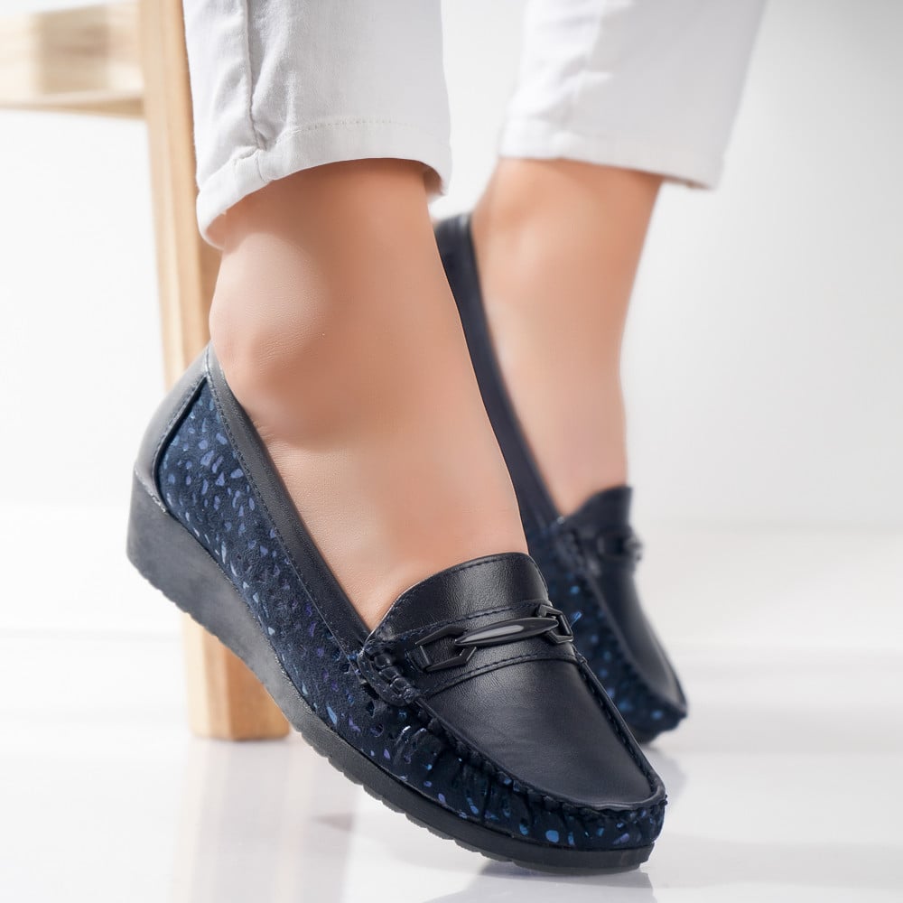 Pantofi dama casual Bleumarin din Piele Ecologica Muca - poza 1