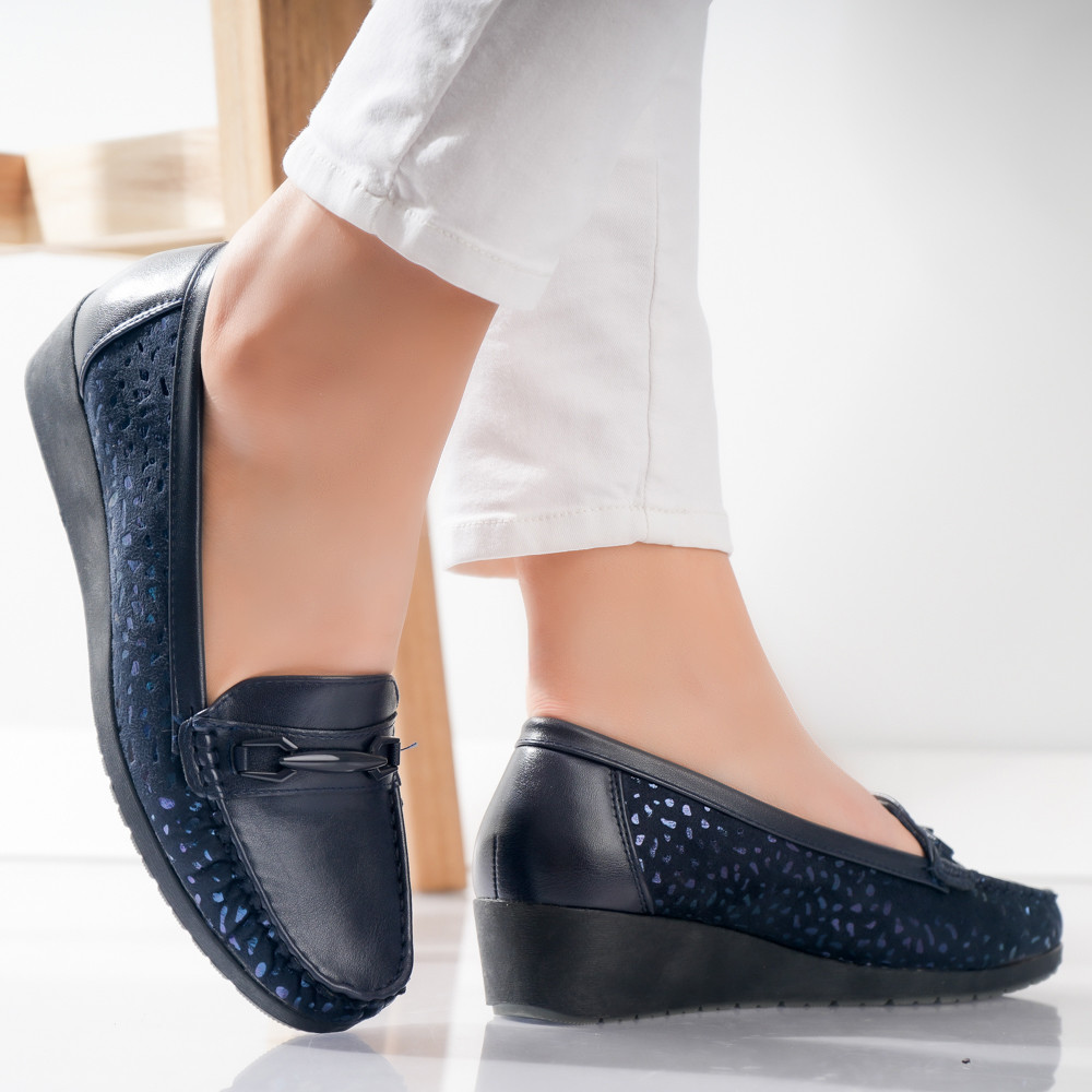 Pantofi dama casual Bleumarin din Piele Ecologica Muca - poza 2
