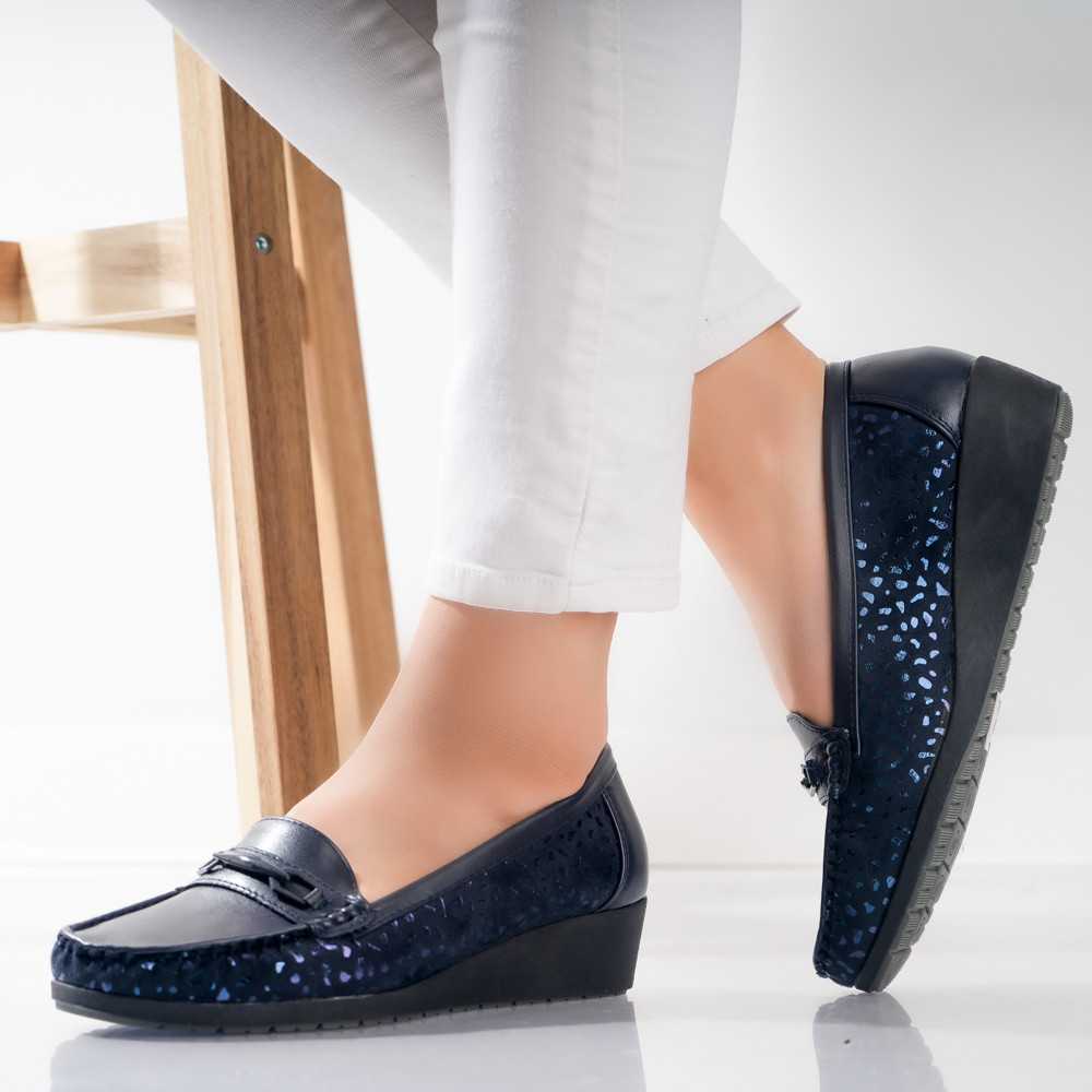 Pantofi dama casual Bleumarin din Piele Ecologica Muca - poza 3