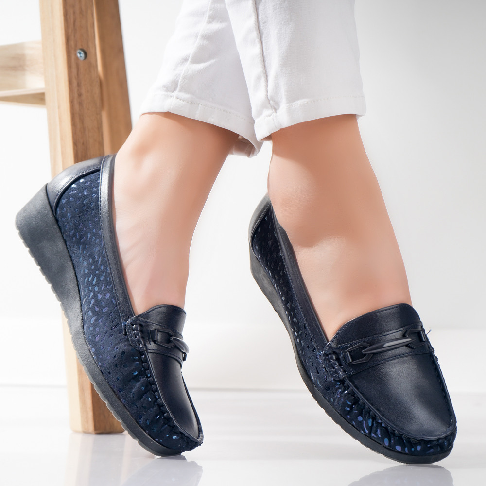 Pantofi dama casual Bleumarin din Piele Ecologica Muca - poza 4