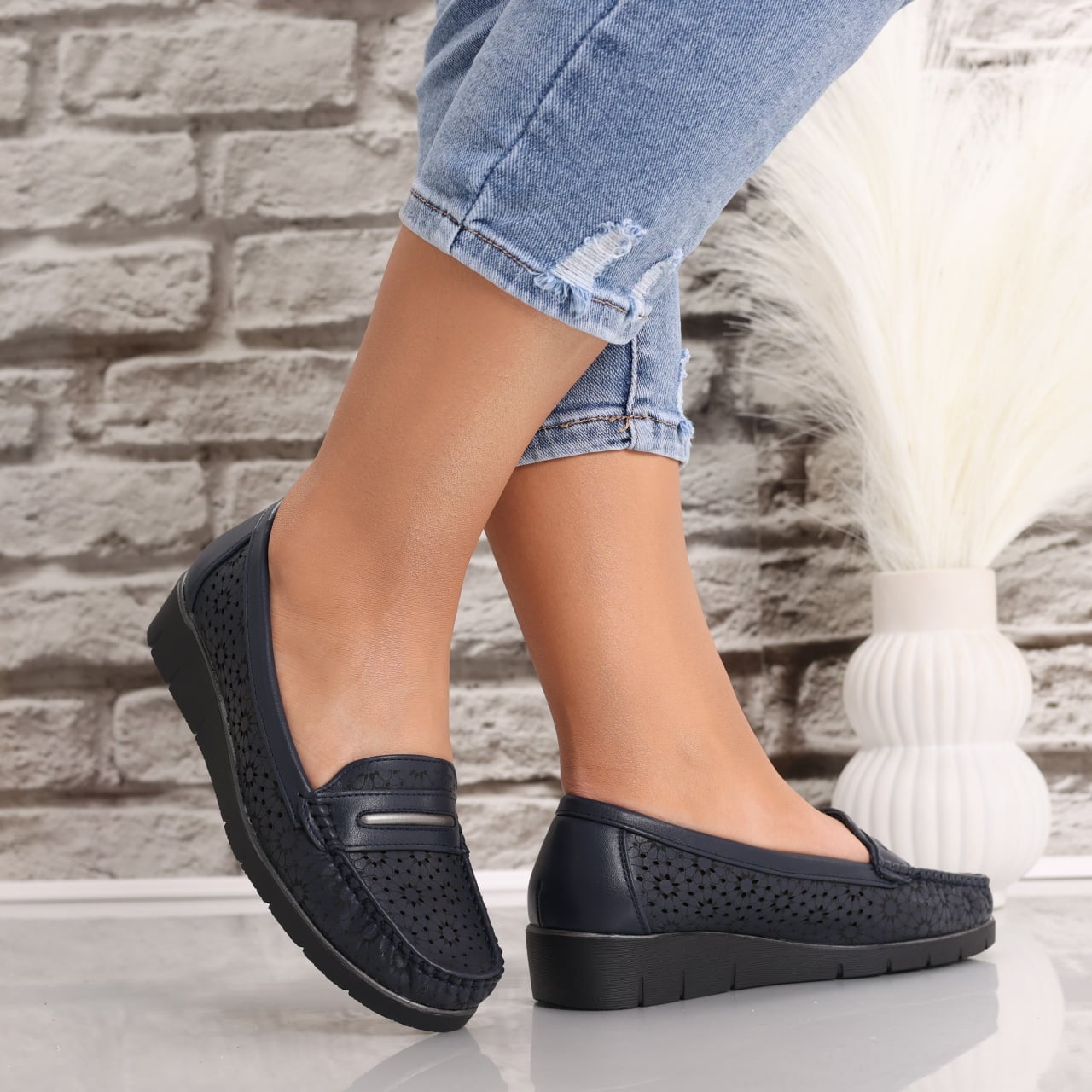 Pantofi dama casual Bleumarin din Piele Ecologica Rahil - poza 1
