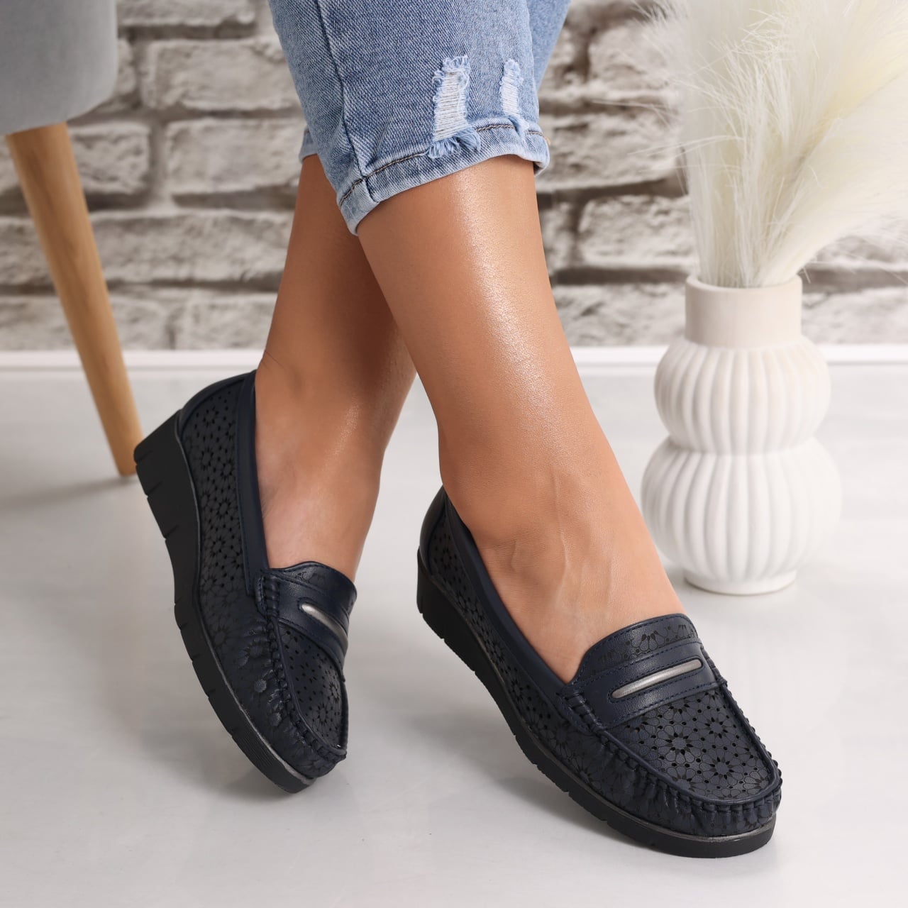 Pantofi dama casual Bleumarin din Piele Ecologica Rahil - poza 2