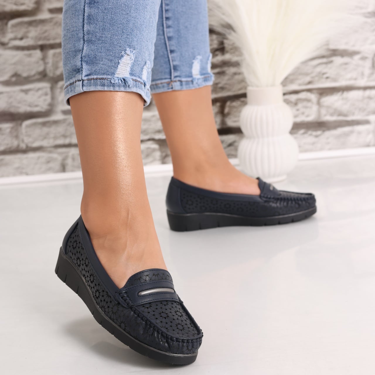 Pantofi dama casual Bleumarin din Piele Ecologica Rahil - poza 3