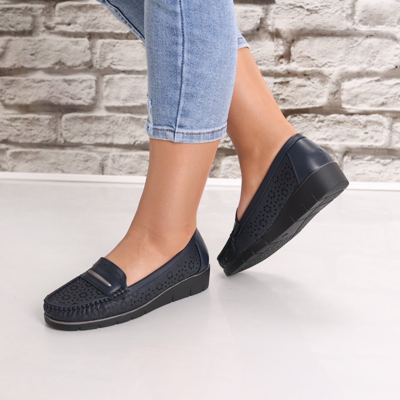 Pantofi dama casual Bleumarin din Piele Ecologica Rahil - poza 4