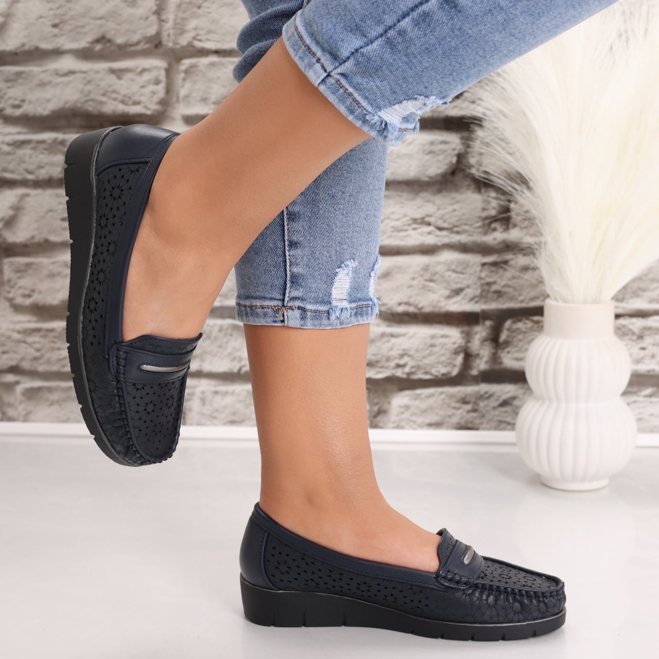 Pantofi dama casual Bleumarin din Piele Ecologica Rahil - poza 5