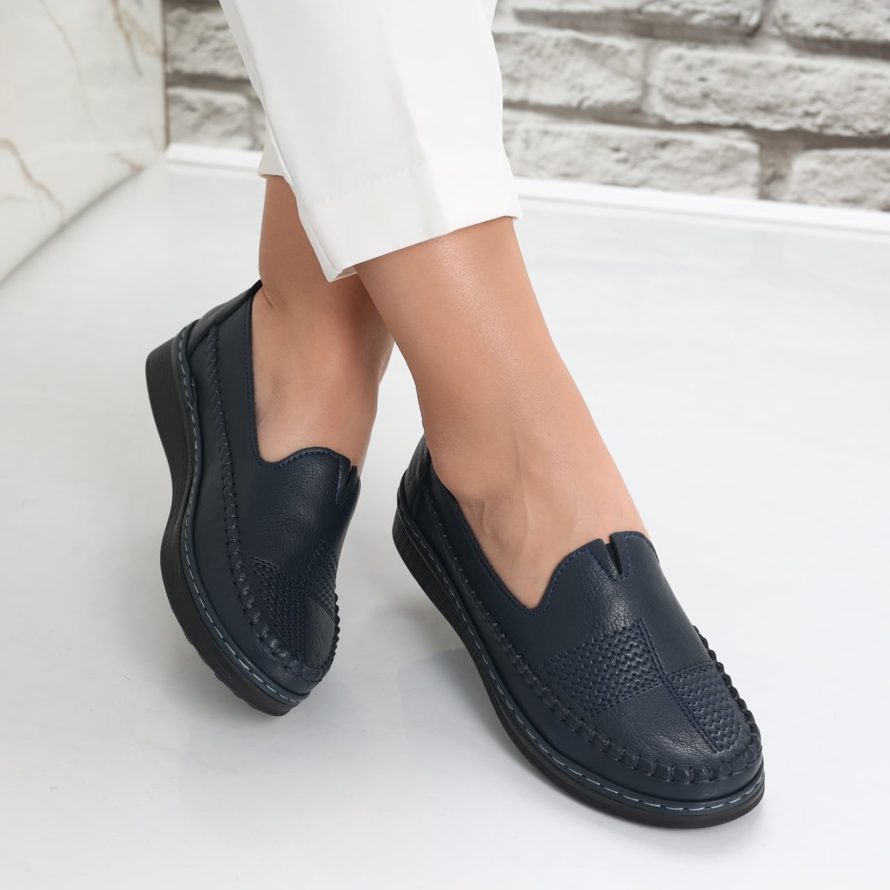 Pantofi dama casual Bleumarin din Piele Ecologica Zinam - poza 1
