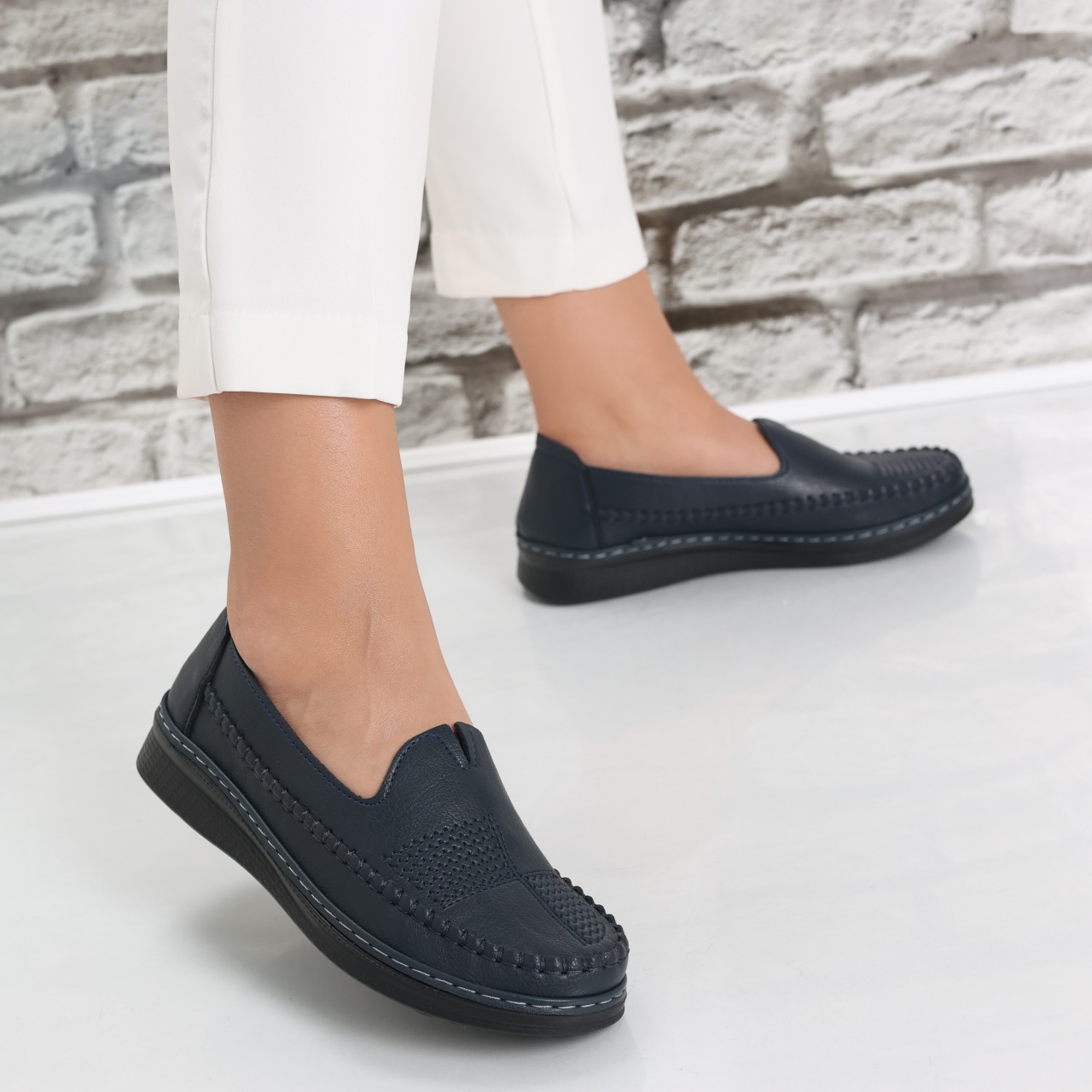 Pantofi dama casual Bleumarin din Piele Ecologica Zinam - poza 2