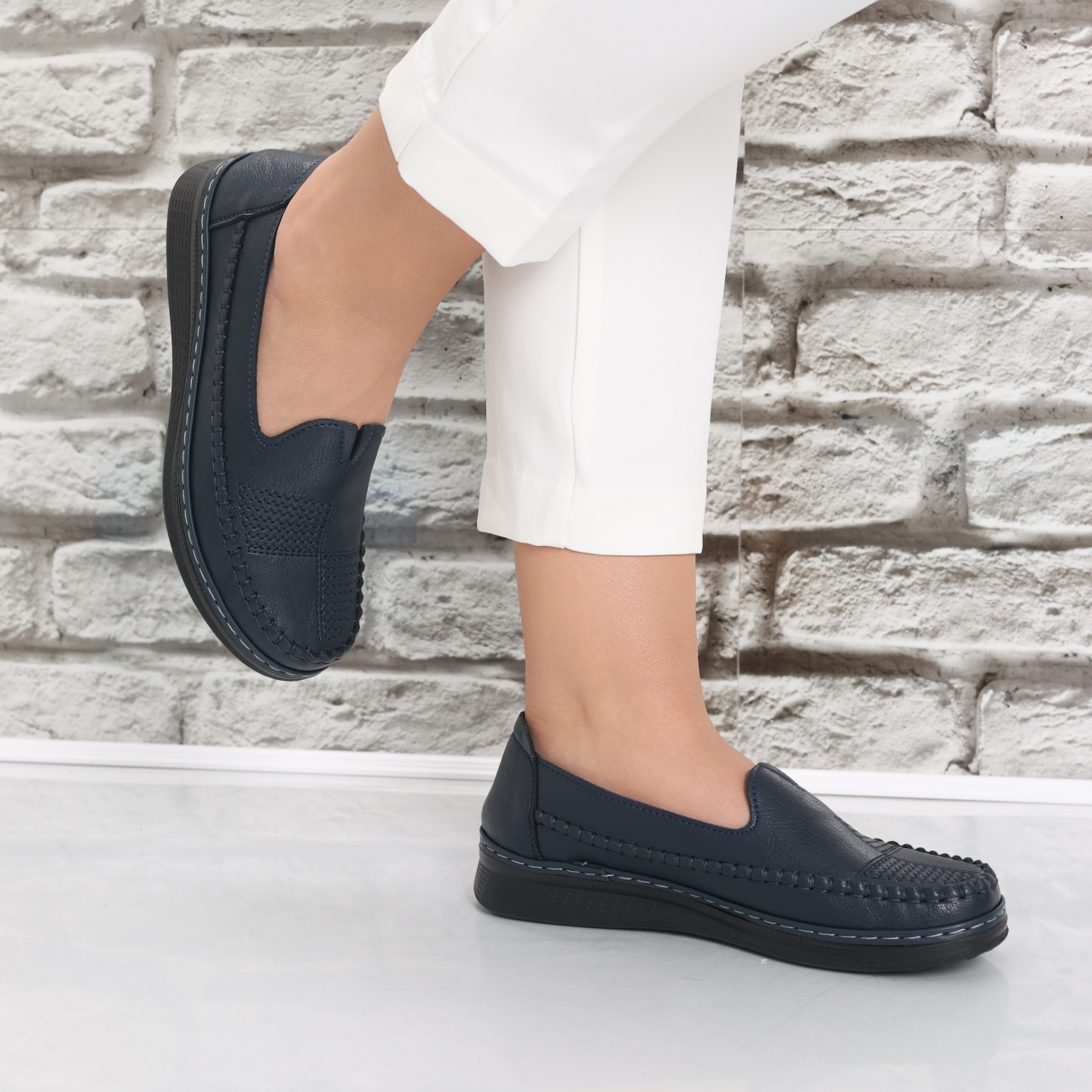 Pantofi dama casual Bleumarin din Piele Ecologica Zinam - poza 4