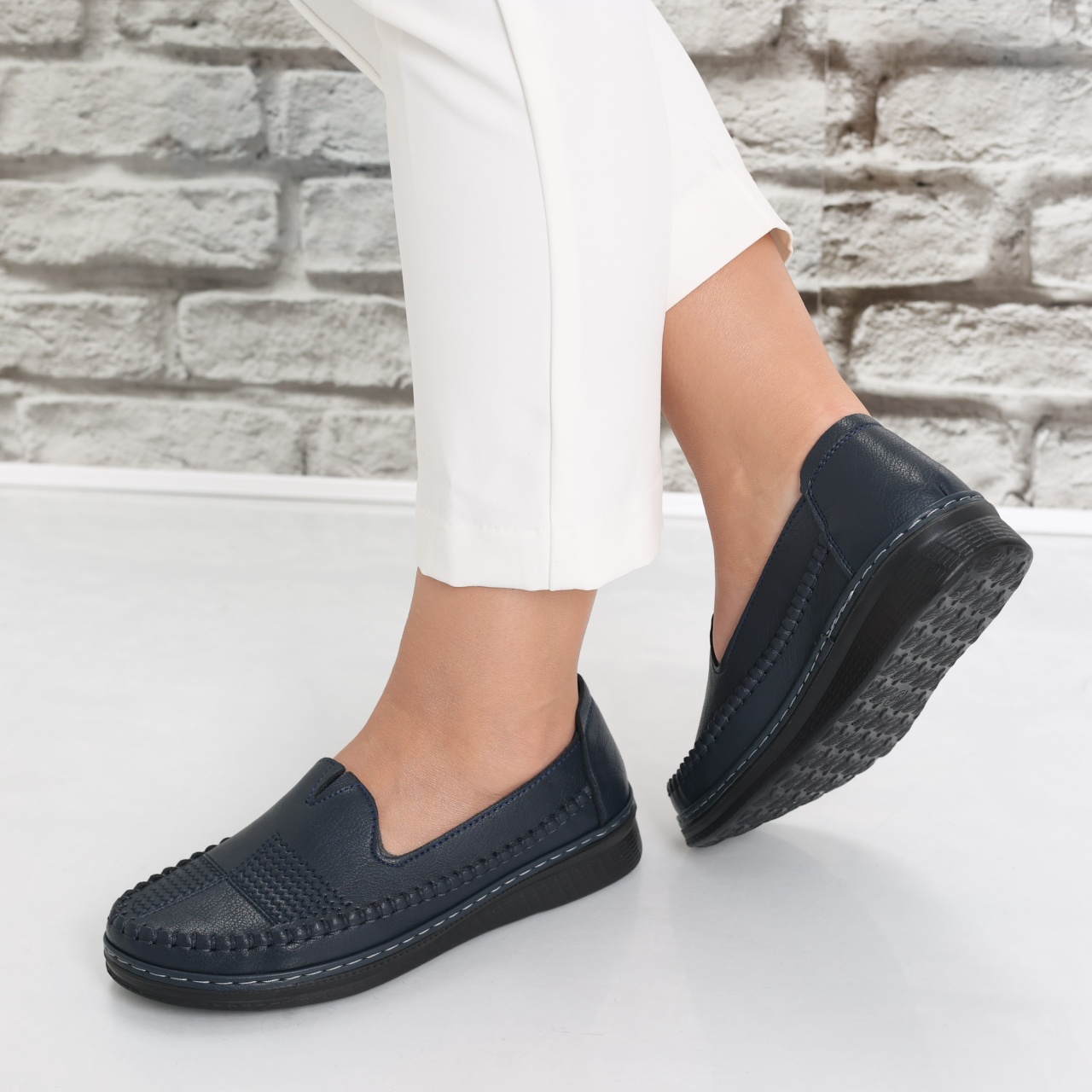 Pantofi dama casual Bleumarin din Piele Ecologica Zinam - poza 5