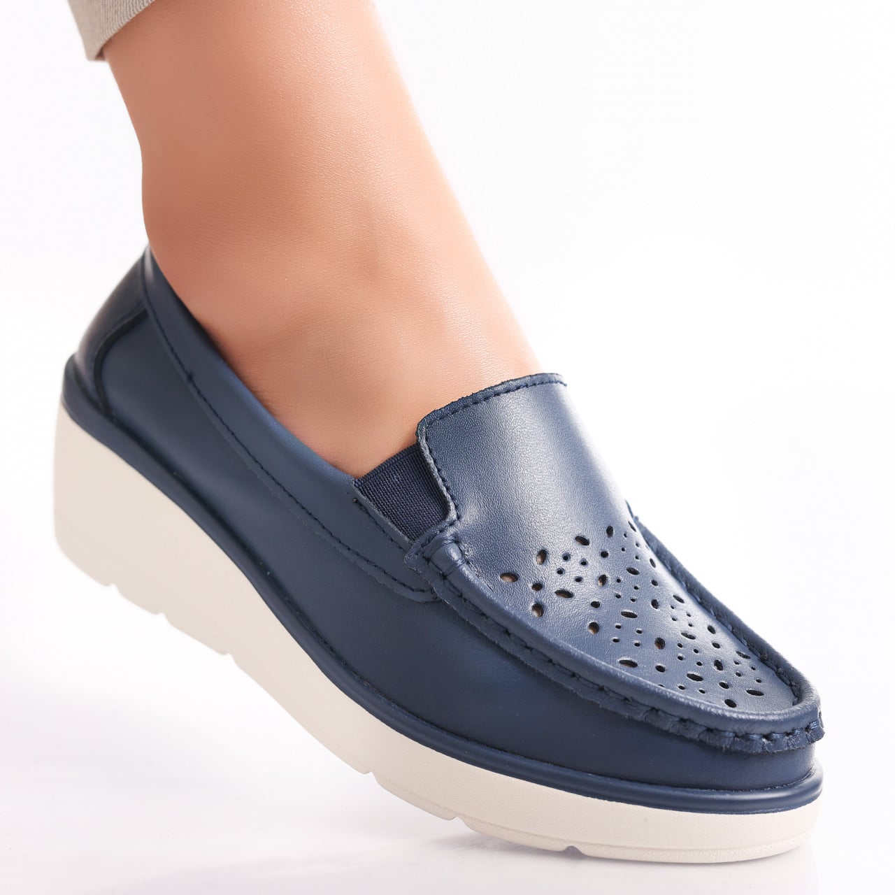 Pantofi dama casual Bleumarin din Piele Naturala Avril - poza 1