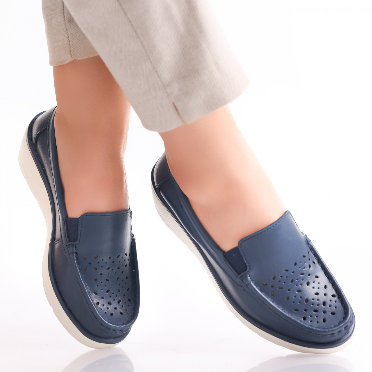 Pantofi dama casual Bleumarin din Piele Naturala Avril - poza 2