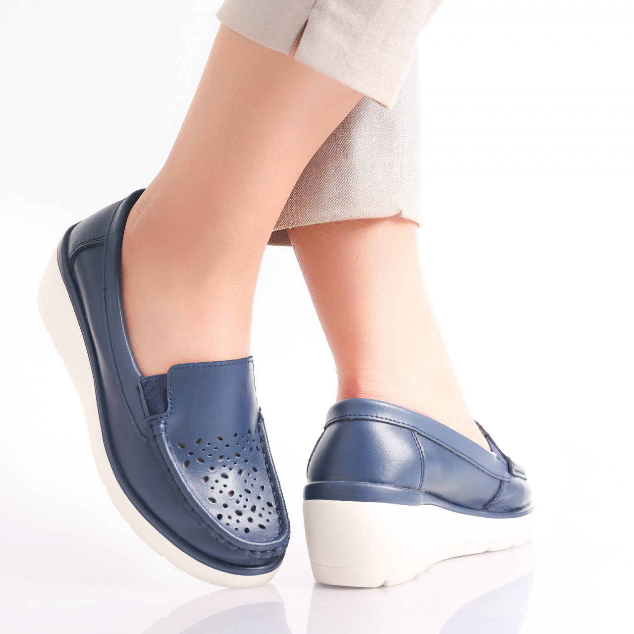Pantofi dama casual Bleumarin din Piele Naturala Avril - poza 3