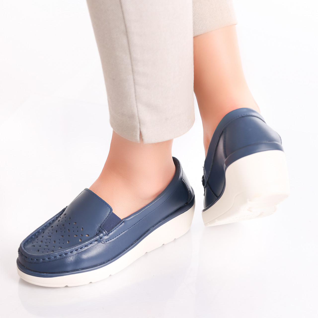 Pantofi dama casual Bleumarin din Piele Naturala Avril - poza 4