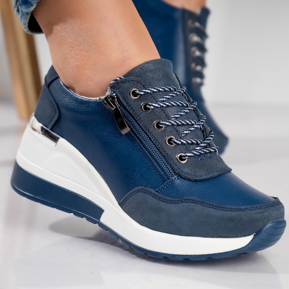 Pantofi dama casual Bleumarin din Piele Naturala Bilon - poza 1