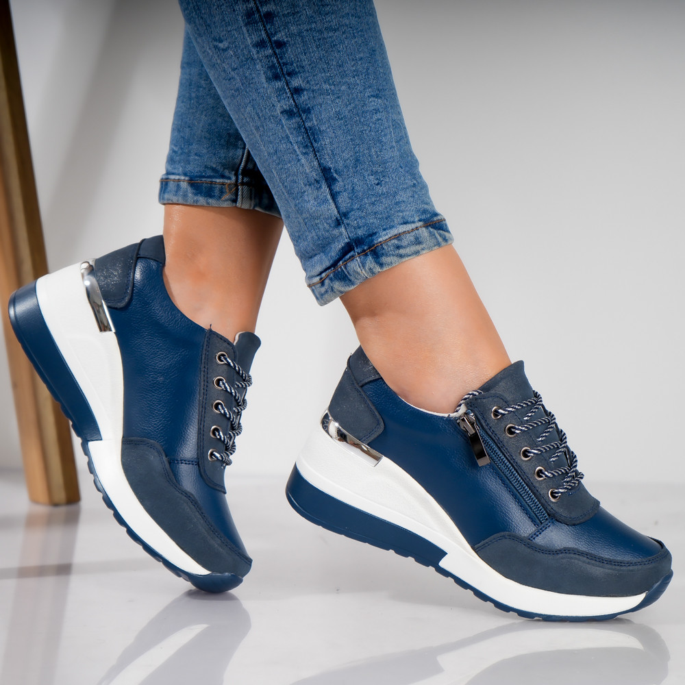 Pantofi dama casual Bleumarin din Piele Naturala Bilon - poza 2