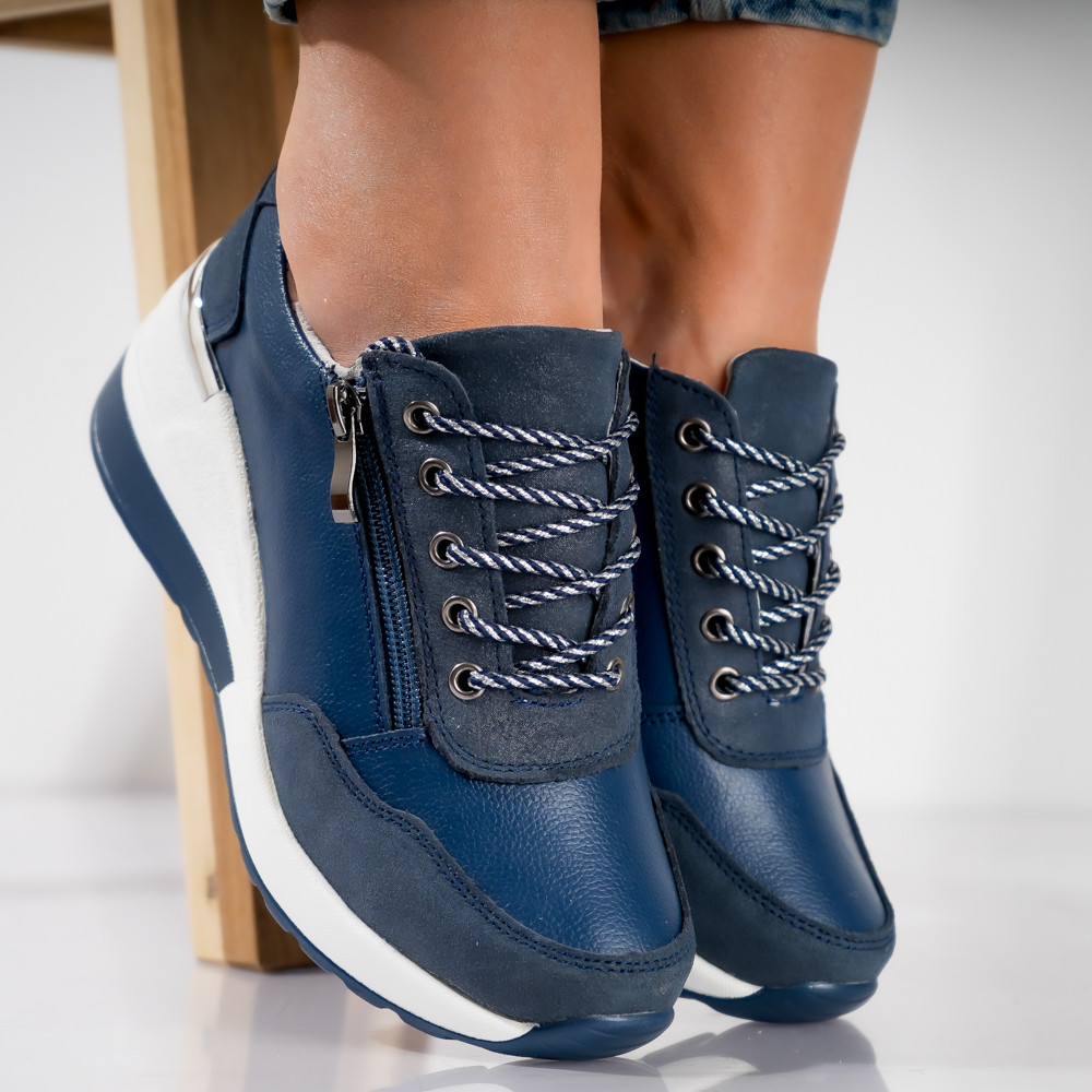 Pantofi dama casual Bleumarin din Piele Naturala Bilon - poza 3