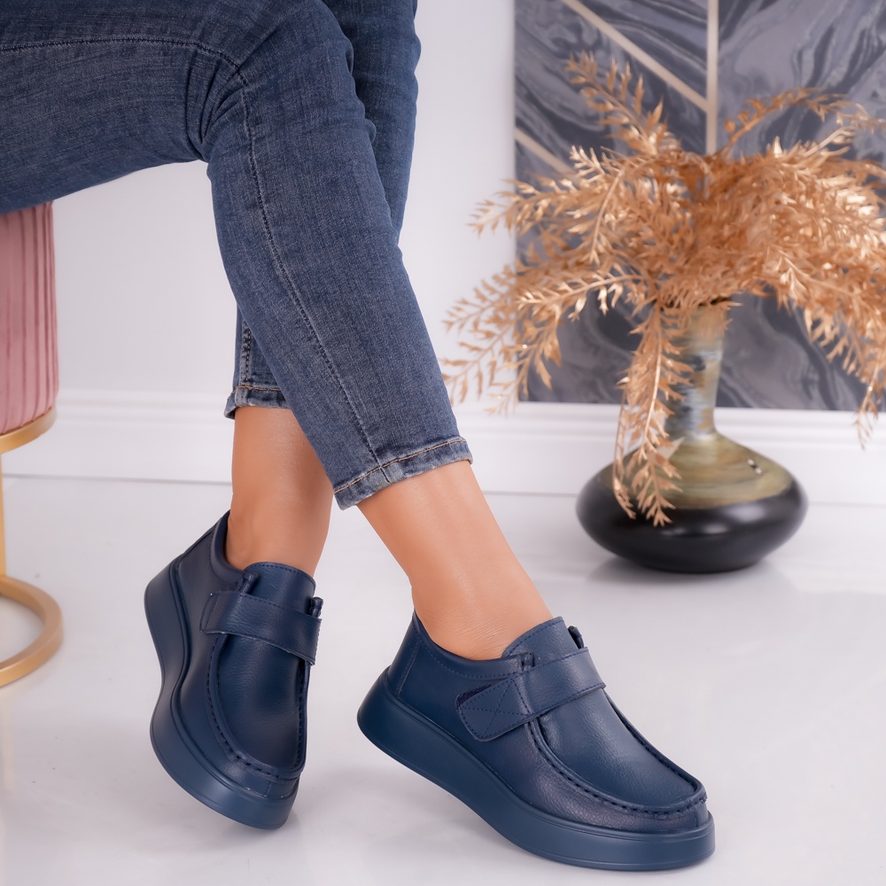 Pantofi dama casual Bleumarin din Piele Naturala Duva - poza 1