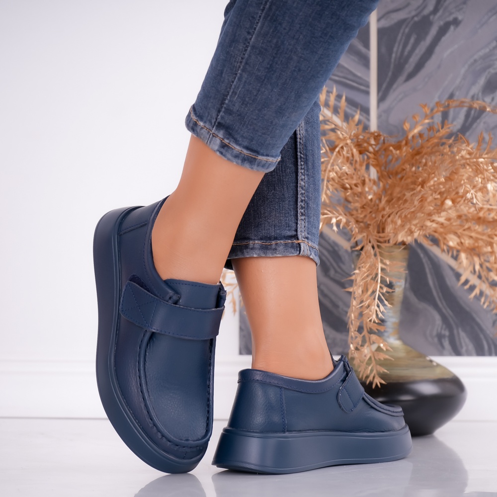 Pantofi dama casual Bleumarin din Piele Naturala Duva - poza 2