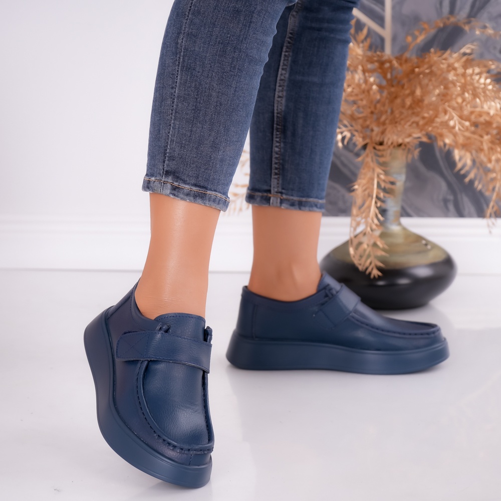 Pantofi dama casual Bleumarin din Piele Naturala Duva - poza 3