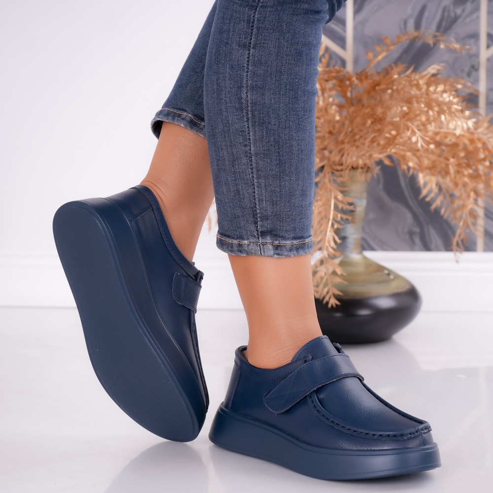 Pantofi dama casual Bleumarin din Piele Naturala Duva - poza 4