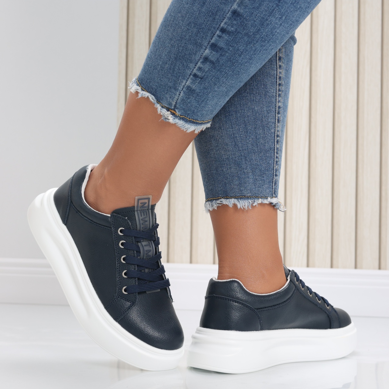 Pantofi dama casual Bleumarin din Piele Naturala Evoya - poza 4