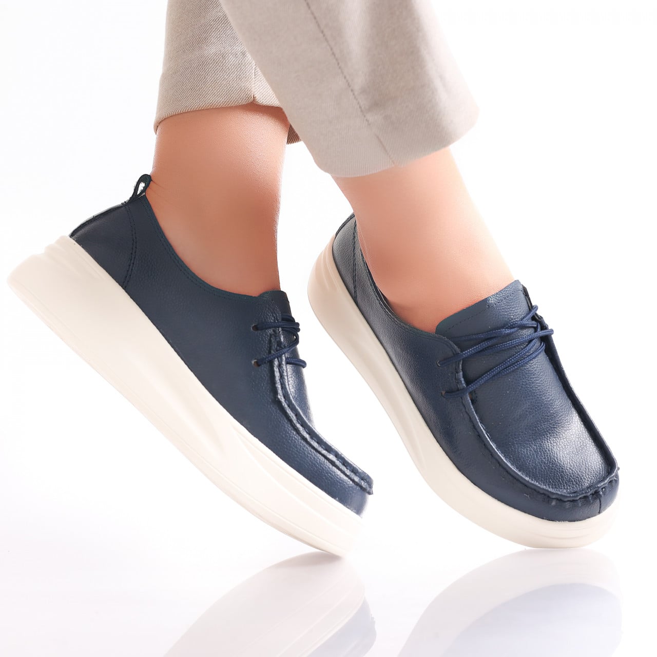 Pantofi dama casual Bleumarin din Piele Naturala Jaile - poza 2
