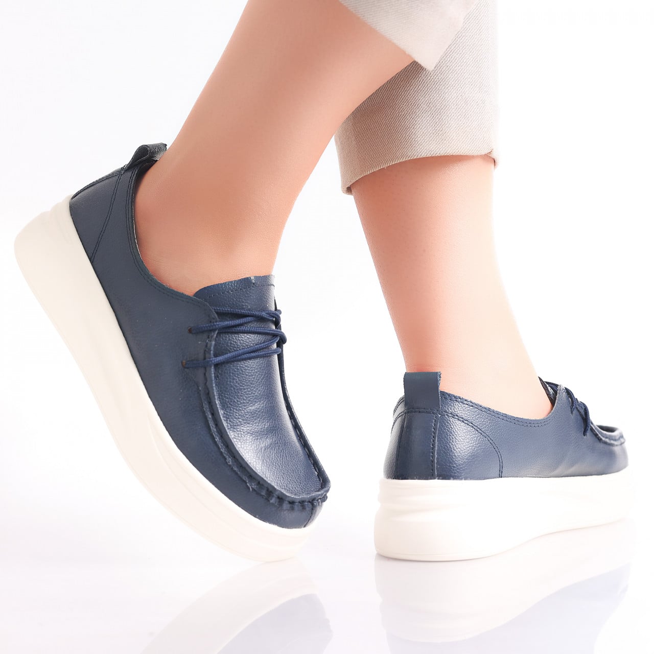 Pantofi dama casual Bleumarin din Piele Naturala Jaile - poza 3