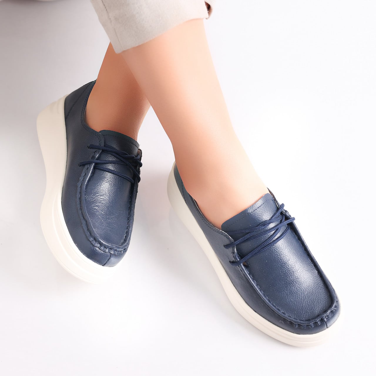 Pantofi dama casual Bleumarin din Piele Naturala Jaile - poza 5