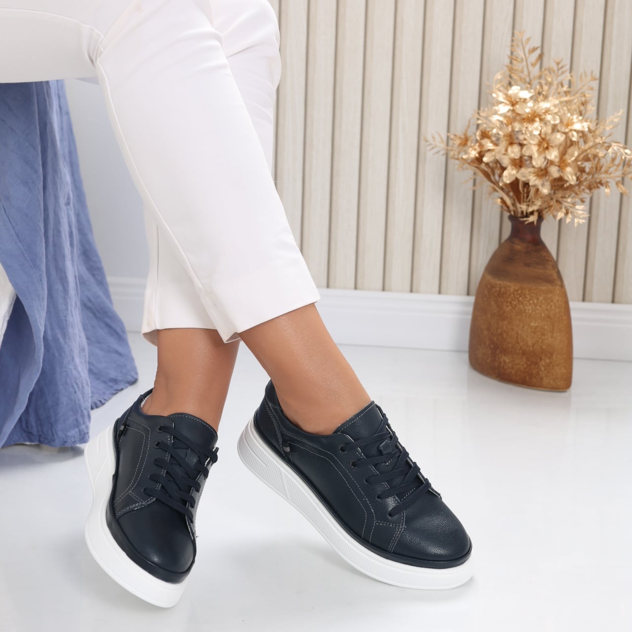 Pantofi dama casual Bleumarin din Piele Naturala Novea - poza 1