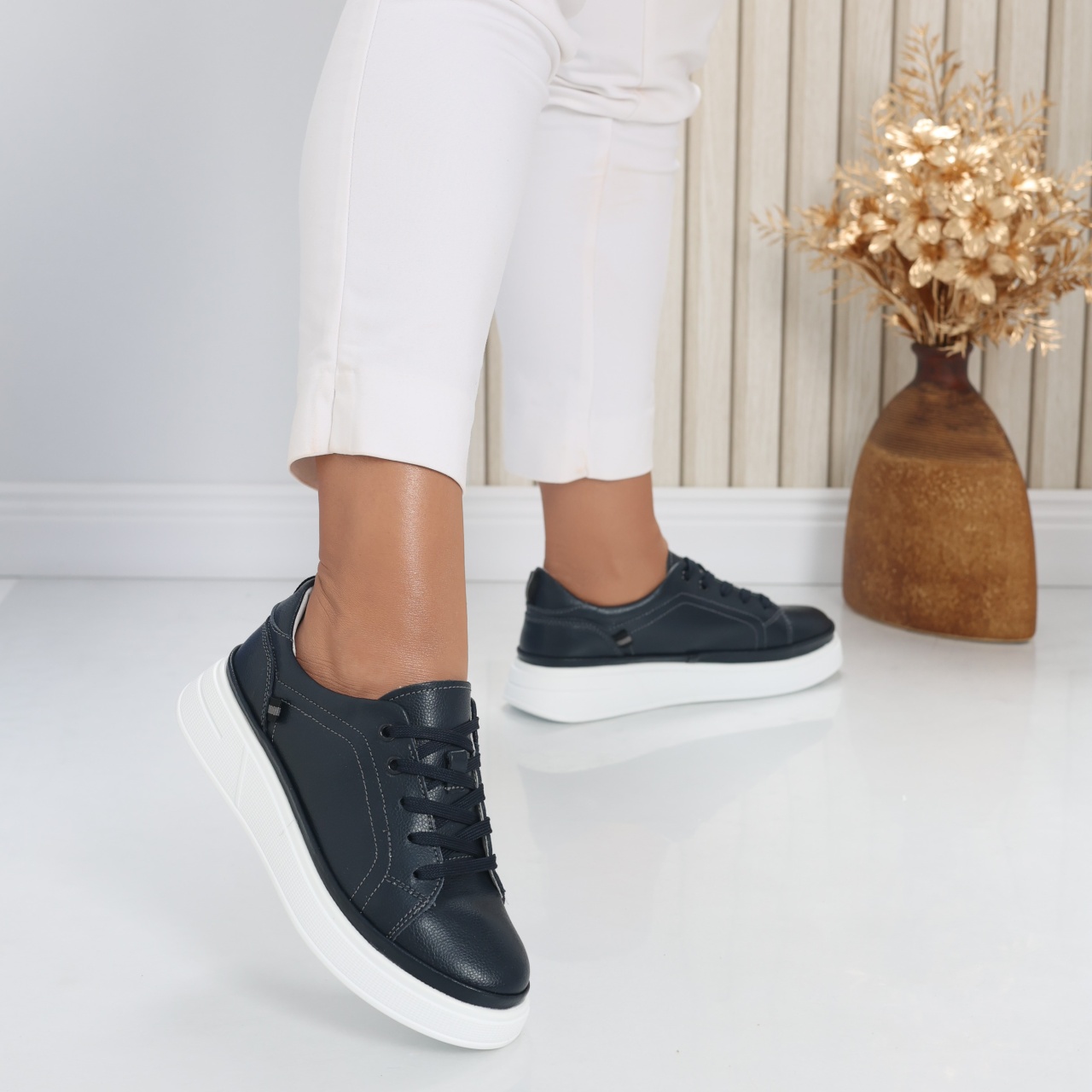 Pantofi dama casual Bleumarin din Piele Naturala Novea - poza 2