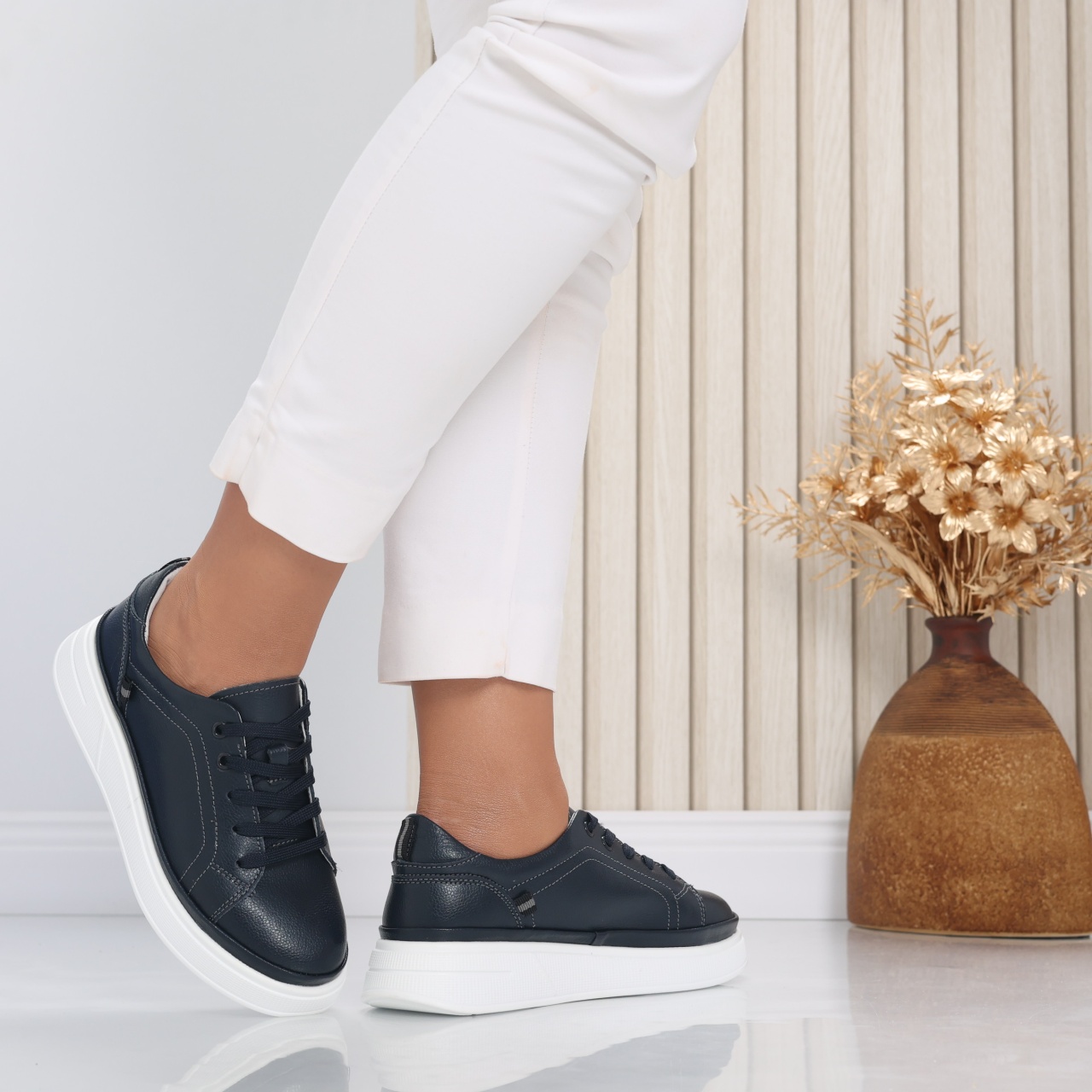 Pantofi dama casual Bleumarin din Piele Naturala Novea - poza 3