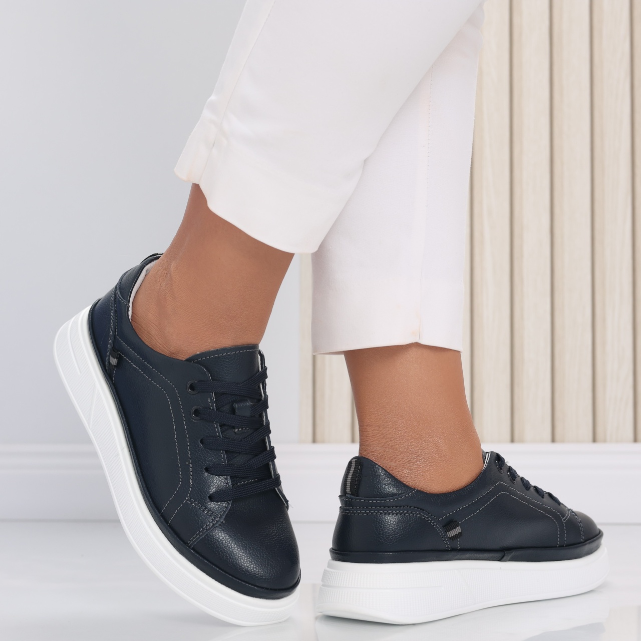Pantofi dama casual Bleumarin din Piele Naturala Novea - poza 4