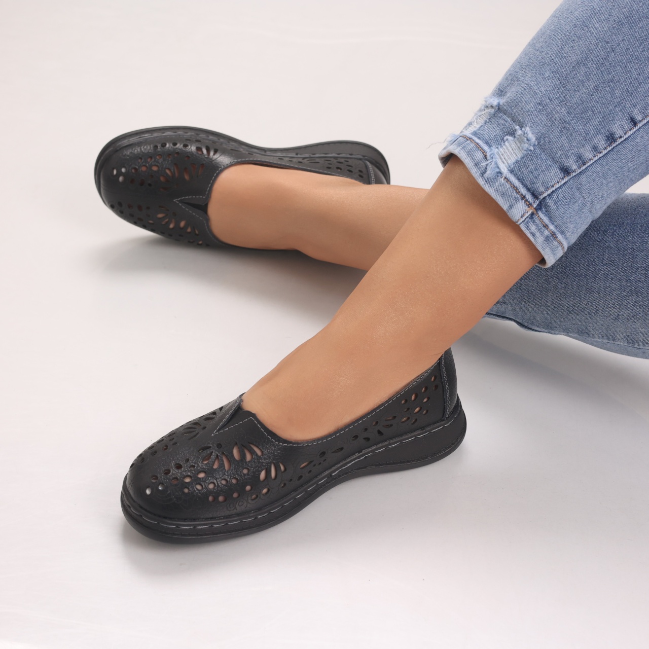 Pantofi dama casual Bleumarin din Piele Naturala Rozlin - poza 2