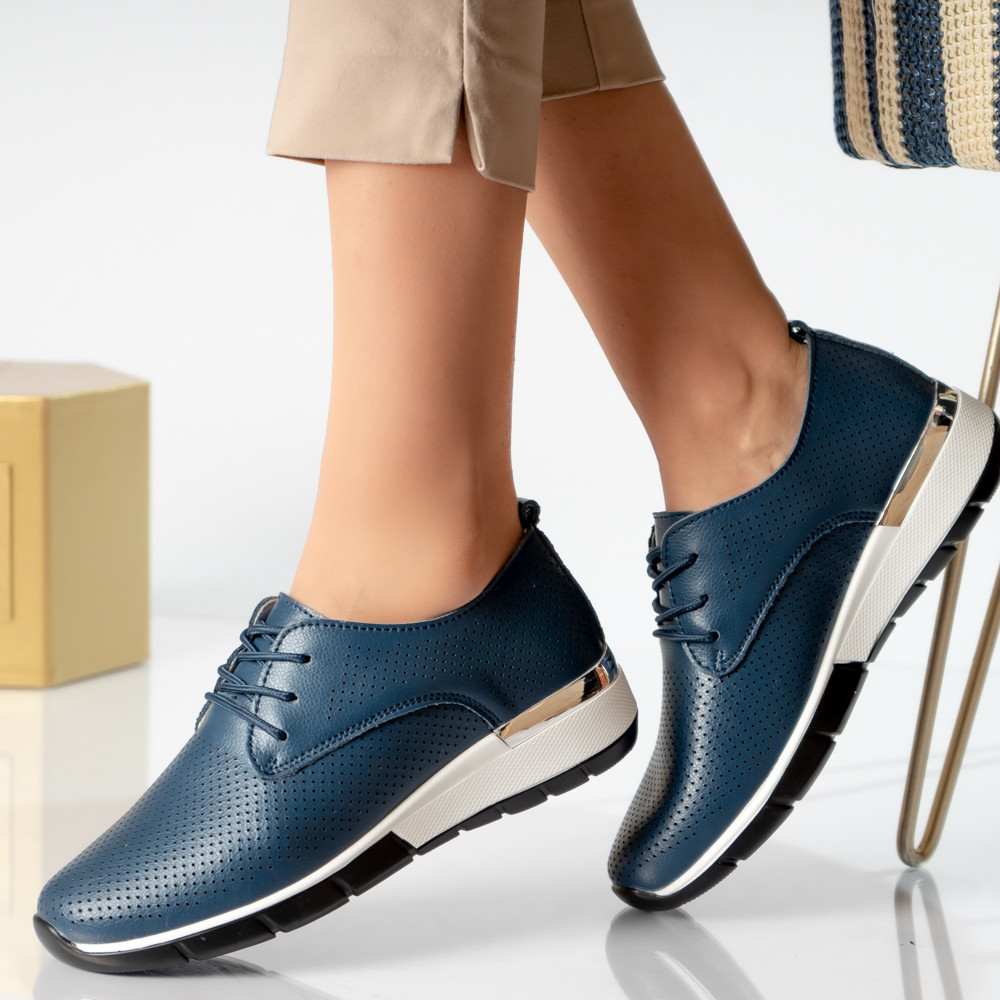 Pantofi dama casual bleumarin piele naturala lamita - poza 3